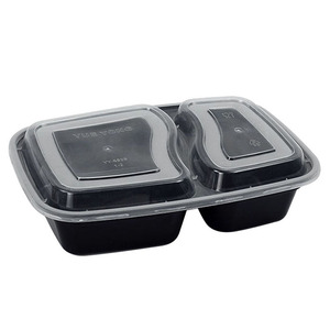 Boîte à lunch jetable de style américain à deux compartiments YY-6829, conteneur rectangulaire en plastique pour plats à emporter - Product Image 1