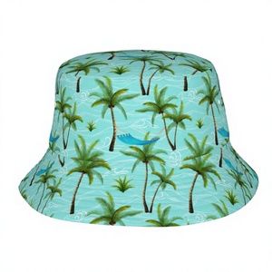 Sombrero tipo pescador con estampado de plantas tropicales, poliéster transpirable, protección solar, unisex, para exteriores, primavera y verano - Product Image 3