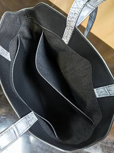 Sac fourre-tout de luxe vintage en cuir de crocodile 100% authentique, style anglais, souple, design élégant, grande capacité, fermeture ouverte - Product Image 6