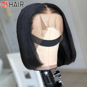 GS Top Grade Court Bob Perruque Noir Lace Front Perruque cheveux brésiliens pour femmes Double Drawn Bone Straight Small Cap Size Abordable - Product Image 1