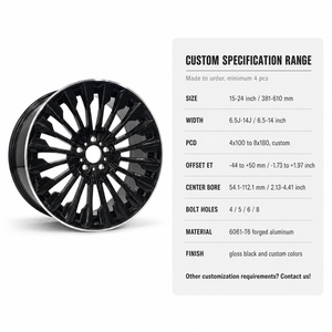 Jantes forgées sur mesure à rayons multiples, finition noir brillant avec lèvre usinée, en alliage 6061-T6, 15-24 pouces, pour voitures particulières - Product Image 4