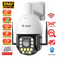 8 Inci WiFi 5MP 4K Audio Dua Arah IP66 50X Zoom Optik CMOS Penglihatan Malam Deteksi Manusia Keamanan Luar Ruangan Kartu SIM 4G Kartu Memori