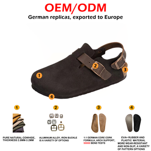 Bostn Modèle 335 Sabots et mules souples en cuir véritable de liège pour la maison et la plage, style <span class=keywords><strong>Birkenstock</strong></span>, en cuir de vachette, légers, amortissants et antidérapants - Product Image 2