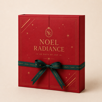 Boîte de calendrier de l'avent personnalisée 24 jours avec un design de style livre en papier rigide écologique, fermeture à ruban et portes numérotées