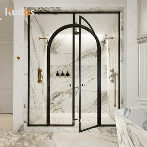 Vente en gros Portes de <span class=keywords><strong>douche</strong></span> à double tour Portes intérieures en aluminium avec arche en verre Portes de salle de bain françaises en arc - Product Image 2