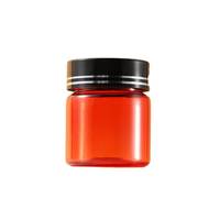 Bouteille en plastique PET rouge personnalisée de 30 ml (1 oz) pour capsules, petite bouteille à médicaments avec couvercles noirs à double ligne pour pilules et médicaments