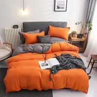 Conjunto de roupa de cama de luxo europeu, cor sólida, king, lençol, cobertura de microfibra, capa de duvet, jogo de cama 4