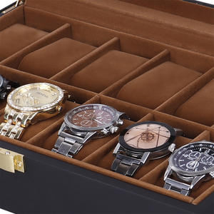 Boîte de rangement et de présentation de luxe pour 12 montres en MDF, avec fenêtre, forme rectangulaire, coussin en suède, matériaux recyclés - Product Image 5