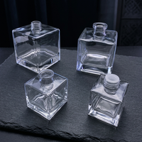 Diffuseur de parfum moderne rétro pour la maison, flacon carré en verre transparent de 100 ml, vide, pour huile parfumée