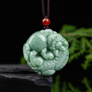 Pendentif ruyi Pixiu en jadéite naturelle véritable pour hommes et femmes jade général vente en gros design original PX06 - Product Image 2