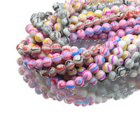 Perles en verre rondes de 8 mm à rayures marbrées, 6 couleurs, motif veineux, perles de cristal en vrac pour bijoux uniques – Stock d'usine en gros