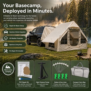 Carpa Inflable Trasera <span class=keywords><strong>para</strong></span> Auto con Bomba Manual, Carpa Glamping Inflable <span class=keywords><strong>para</strong></span> <span class=keywords><strong>4</strong></span> Personas, Conectable a la Cabina <span class=keywords><strong>de</strong></span> SUV, con Ventana - Product Image 1