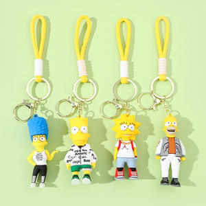 Joylit, venta al por mayor, superlindo llavero de historia familiar de los Simpsons de dibujos animados para mochila, colgante de coche, pequeño regalo - Product Image 4