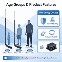 Bâton de hockey sur glace en fibre de carbone de qualité professionnelle à 13 couches, 375 g, 165 cm, pour adulte senior, manche monobloc, lame P92, poignée mate ergonomique, personnalisable