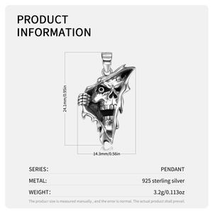 Collar con Colgante de Plata de Ley 925 Estilo Gótico Punk de Halloween, Calavera del Diablo con Flor de Rosa, Ataúd y Corazón Dividido, Amuleto del Diablo - Product Image 5