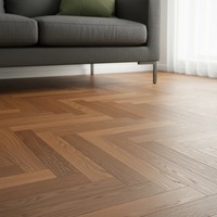 Parquet contrecollé en chêne russe certifié ENF, motif chevrons, 600x78x14mm, pour salon moderne et villa