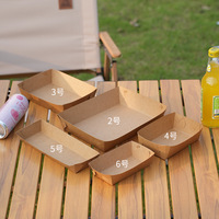 Boîte à hamburger alimentaire en papier kraft personnalisée boîtes de bac à papier pliable Tacos BBQ frites