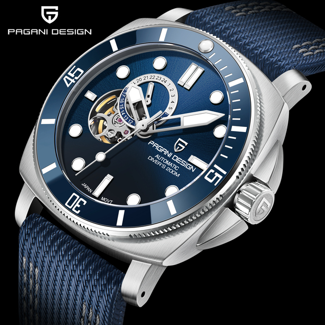 PAGANI DESIGN 1736 New Men Watch 200M Waterproof Sapphire Glass Automatic Watch Japan NH39 Stainless Steel Case Watch