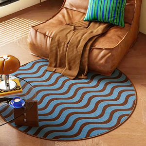 Tapis rond rayé en velours cristal, 60 pouces de diamètre, absorbant, facile à nettoyer, tapis décoratif pour la maison - Product Image 4