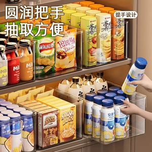 Fridge Organizer Rectangular Transparent Plastic Storage <b>Basket</b> With Handle For Kitchen Food Snack Organization - Product Image 1