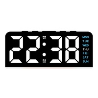 Horloge de bureau numérique LED innovante transfrontalière à grands caractères avec alarme, lumière d'ambiance, affichage de la date, calendrier perpétuel et design moderne