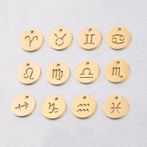 Ciondoli per bambini in acciaio inox segno zodiacale per bracciale collana e portachiavi gioielli 12 astrologia <span class=keywords><strong>oroscopo</strong></span> accessori - Product Image 2