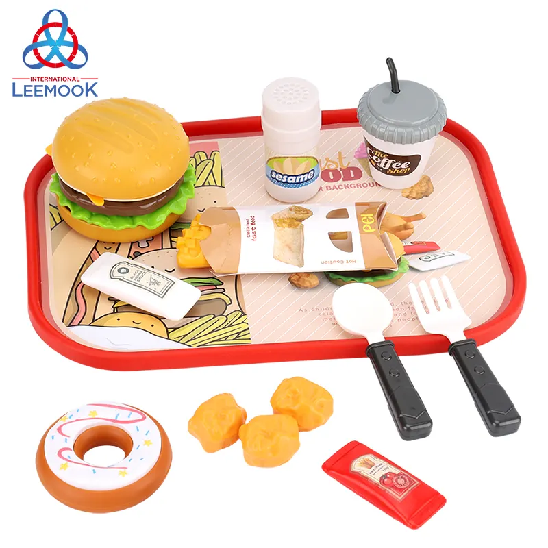 Zhorya 2022 mini miniature plastic set food toys role play fast small burger kitchen food toy for kids