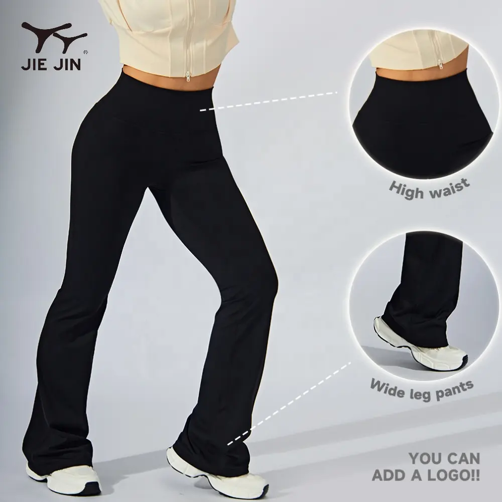 JIEJIN Neuankömmling Active Wear Yoga Hohe Taille Slim Bootleg Butt Lift Bauch kontrolle Falten Sie über Thermal Flare Leggings für Frauen