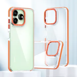 Transparent Crystal Clear TPU+Acrylic+Hardware Phone Case Back Cover For IPhone 15 Plus Pro Max