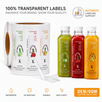 Étiquette personnalisée en BOPP haute transparence, adhésive, imperméable, résistante à l'huile, durable, résistante aux UV, pour bouteille de jus, boisson, emballage de boisson avec logo