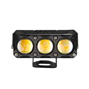 Cor dupla motocicleta luzes LED condução auxiliar holofotes lente do projetor super brilhante fácil instalado carro nevoeiro lâmpada
