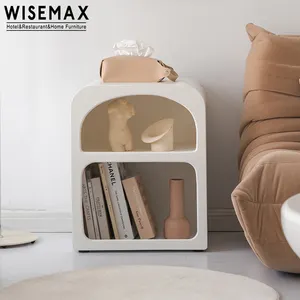 WISEMAX Furnitur Nordic Furnitur Ruang Tamu Bingkai Kayu Kabinet Samping Tempat Tidur Kecil Bentuk Melengkung 2 Laci Lemari Penyimpanan