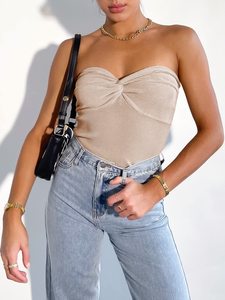 Summer Women's Sleeveless <strong>Strapless</strong> Crop <strong>Top</strong> Soft Rib Knit Twist Front Tube <strong>Top</strong> Stretchy Slim Fit Summer Vacation Club Outfits - Product Image 6