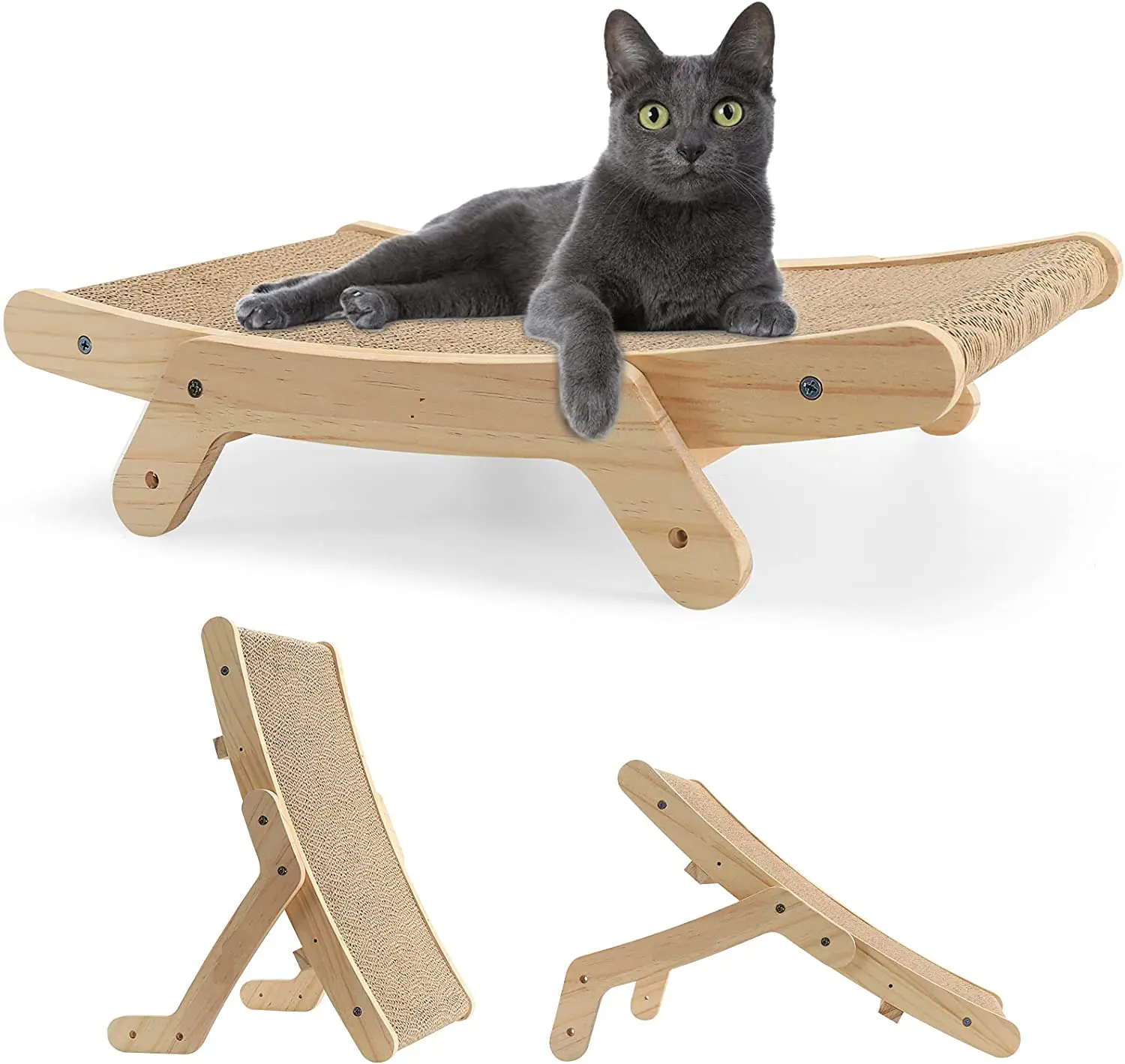 Madeira maciça Durável 5 em 1 Pet Móveis Papelão Gato Cama De Madeira ondulado Cat Scratch Board para Small Medium Indoor