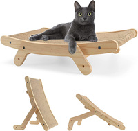 Meubles durables en bois massif 5 en 1 pour animaux de compagnie Lit en carton pour chat Planche à gratter ondulée pour chat Petit Moyen Intérieur