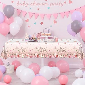 Décorations de table pour baby shower florales, décorations de baby shower pour fille, nappe jetable en plastique pour fê<span class=keywords><strong>te</strong></span> de bébé fille - Product Image 5