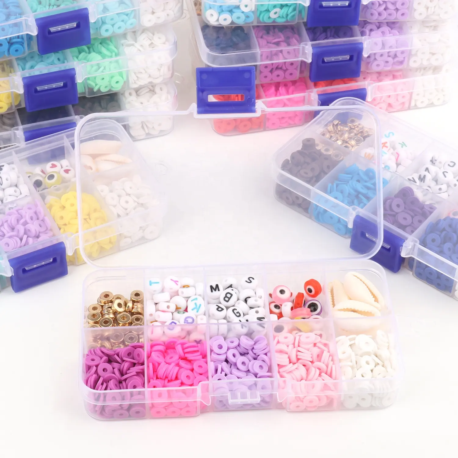10-Gitter Ton perlen Weiche Keramik Perlen Set DIY Box Schmuck Zubehör Brief Perlen Armband Zubehör Material