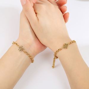 Pulsera de Pareja de Acero Inoxidable con Diseño de Telaraña y Cadena Dorada, Pulsera de Pareja de Acero de Titanio que No se Deslustra para Hombre y Mujer - Product Image 4