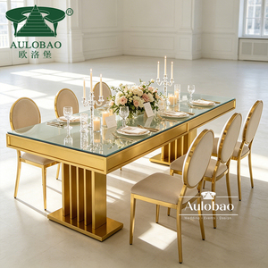 Hotel Dining Room Furniture Gold Stainless Steel Leg 12 Seats <b>Mirrored</b> Dining <b>Table</b> - Product Image 2