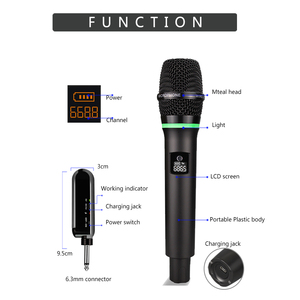 Fifine — microphone karaoké sans fil avec lumière, performance uhf, pour chant, nouvel arrivage - Product Image 3