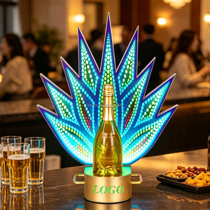 Présentoir à bouteilles de champagne LED en gros, doré, avec lumière multicolore pour service VIP en club et bar - Product Image 1