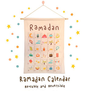Calendrier du Ramadan adorable pour enfants, décoration murale en <span class=keywords><strong>coton</strong></span> polyester <span class=keywords><strong>réutilisable</strong></span> pour le mois saint du Ramadan Moubarak - Product Image 1