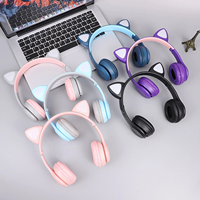 Auriculares Inalámbricos P47M con Bluetooth, Luz Intermitente, Orejas de Gato, Micrófono, Control LED, Auriculares Estéreo de Alta Fidelidad, Auriculares con Micrófono