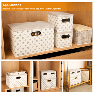 Ensemble de paniers pliables multi-tailles authentiques avec couvercle en plastique, boîte de <span class=keywords><strong>rangement</strong></span> pliable de haute qualité, idéale pour ranger les jouets, les vêtements - Product Image 2