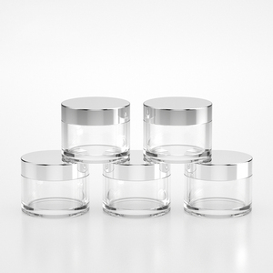 Récipient plastique de poudre à tremper pour les ongles, 10 pièces, emballage cosmétique, 1oz 30g, pot de crème, PETG avec couvercles en argent <span class=keywords><strong>brillant</strong></span> - Product Image 1