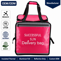 Sac isotherme extensible réfléchissant rose, grande taille, avec doublure en feuille d'aluminium et coton perlé, idéal pour la livraison de repas en usine