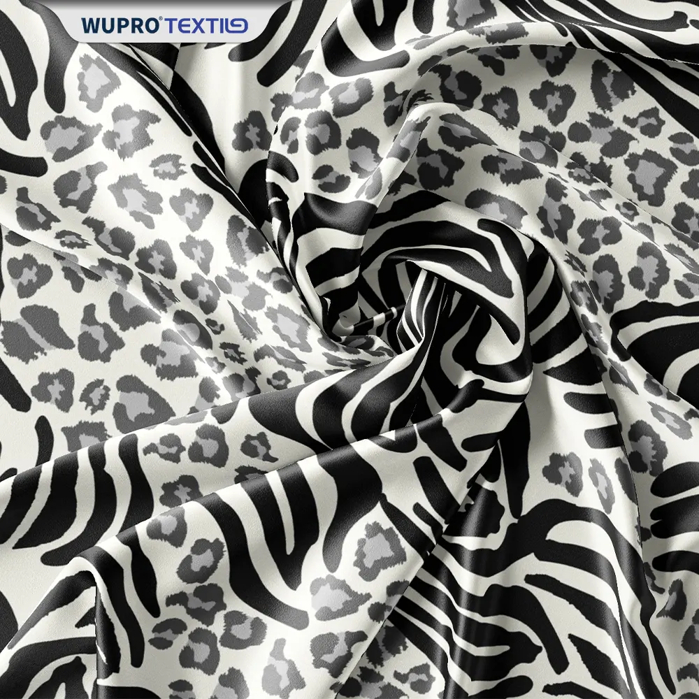 Fabricante tecido de poliéster estampado de veludo de tigre preto abstrato micro modal