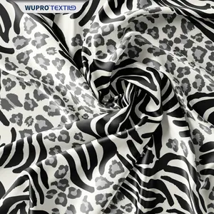 Nhà sản xuất vi phương thức trừu tượng Tiger Đen Leopard Velour in Polyester dệt vải