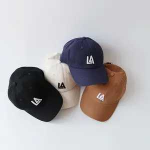Wholesale Hip Hop Spring Autumn Letters 3D Embroidered Solid Color Child Canvas Baseball Caps For Kids Boys Girls