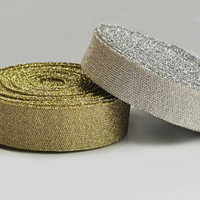 Bande élastique en nylon jacquard chevrons or et argent de 1,3 cm, accessoire haut de gamme à fil brillant pour robes de mariée, boîte cadeau colorée